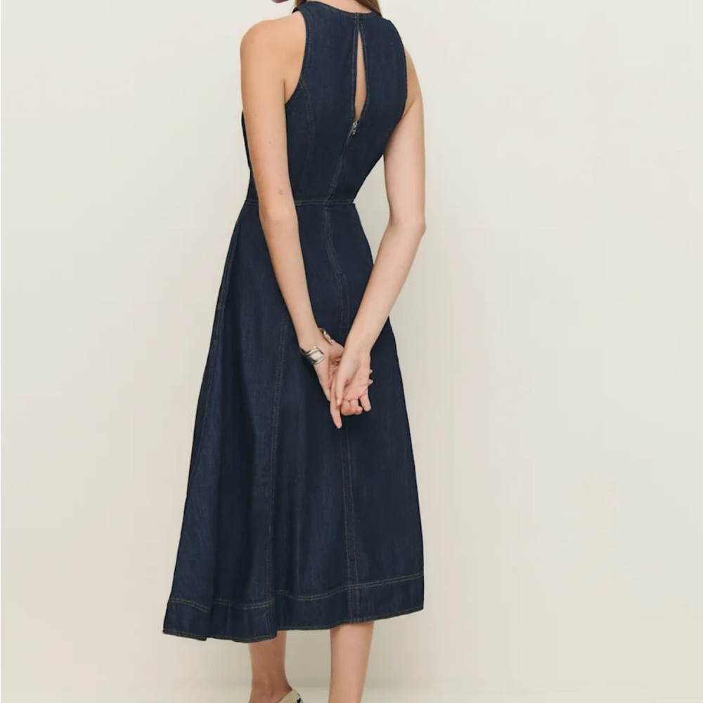 Reformation Pippa Denim Midi Dress Blue - Size 6